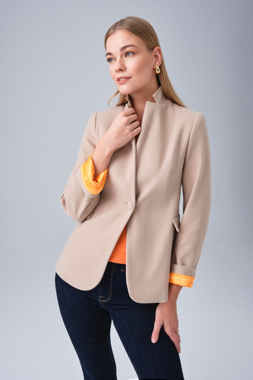 Camel Jacket with Orange Detail