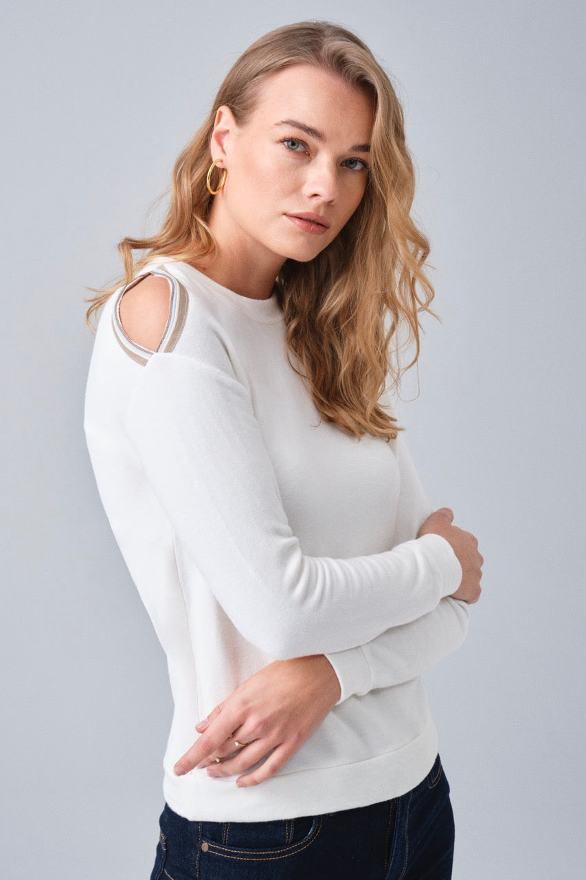 White Cold Shoulder Sweater