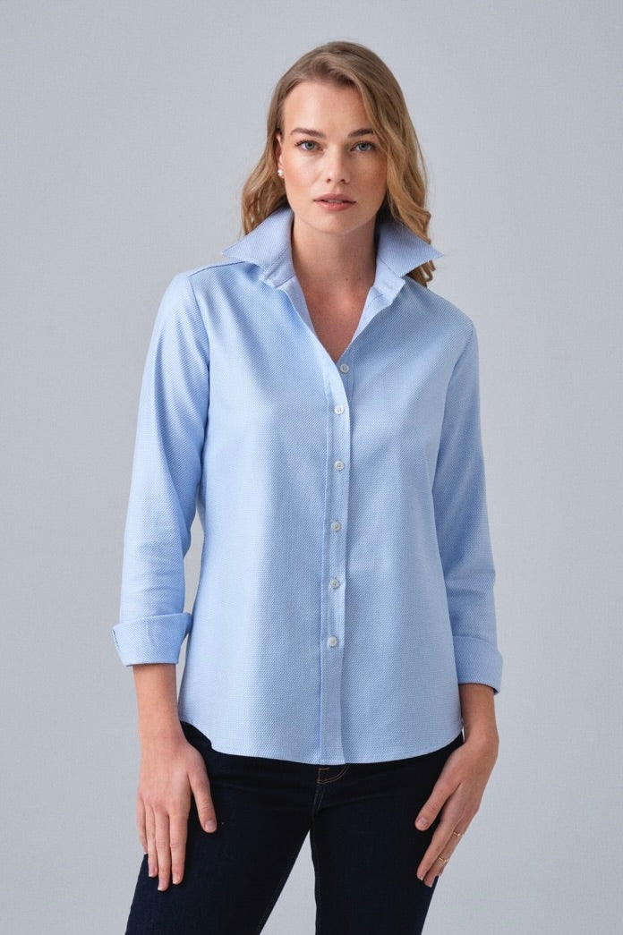 Blue Cotton Button Down Shirt