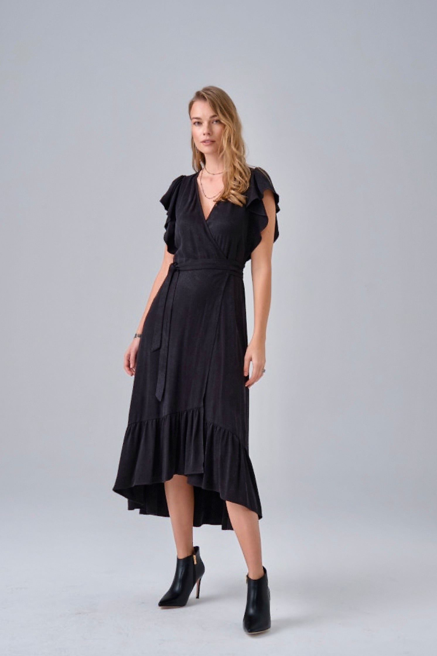 Black Long Wrap Dress