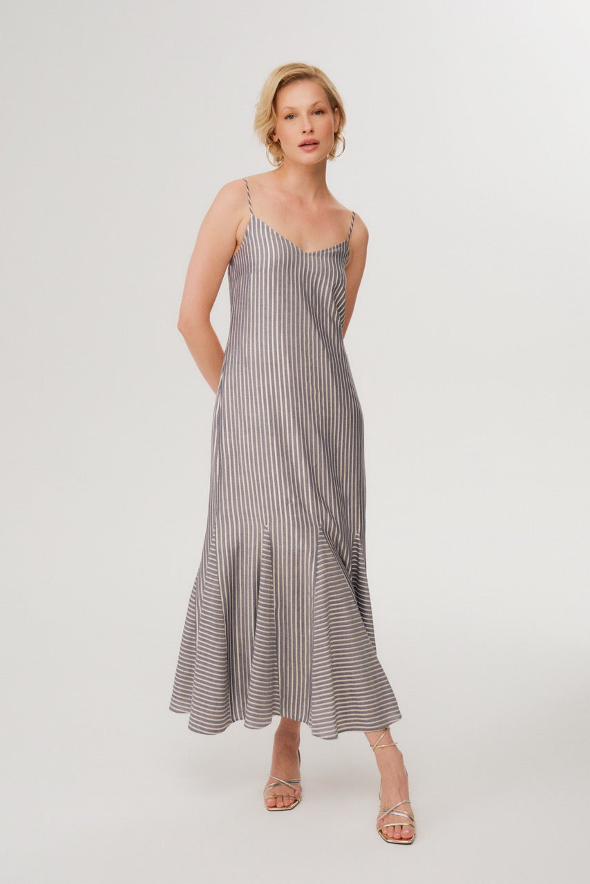 Grey/Blue Stripe Dress