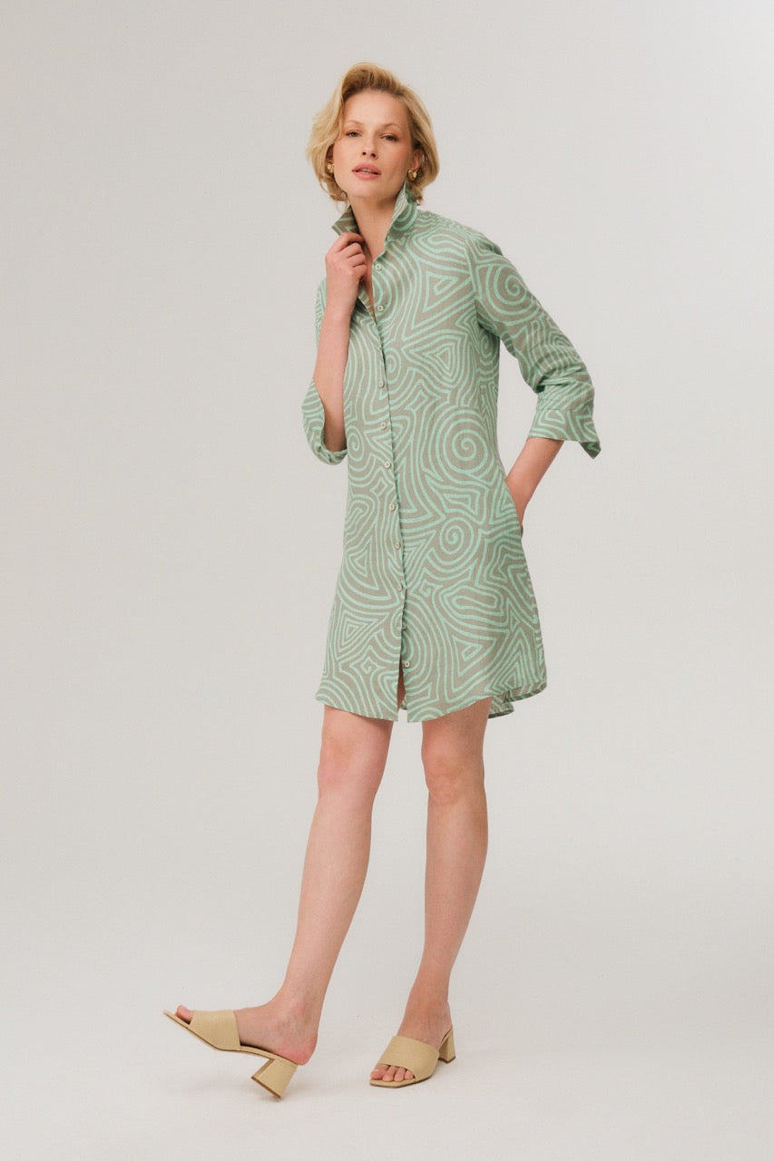 Green Polo Long Sleeve Dress