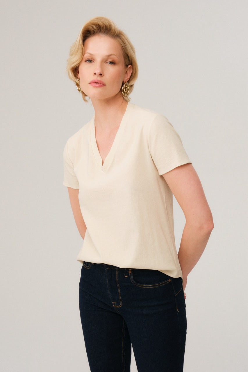 Light Yellow V-Neck T-Shirt